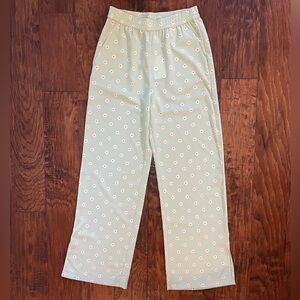 NWT H&M Girls Wide Trousers All Over Daisy Print, Mint Green, Size Girls 16